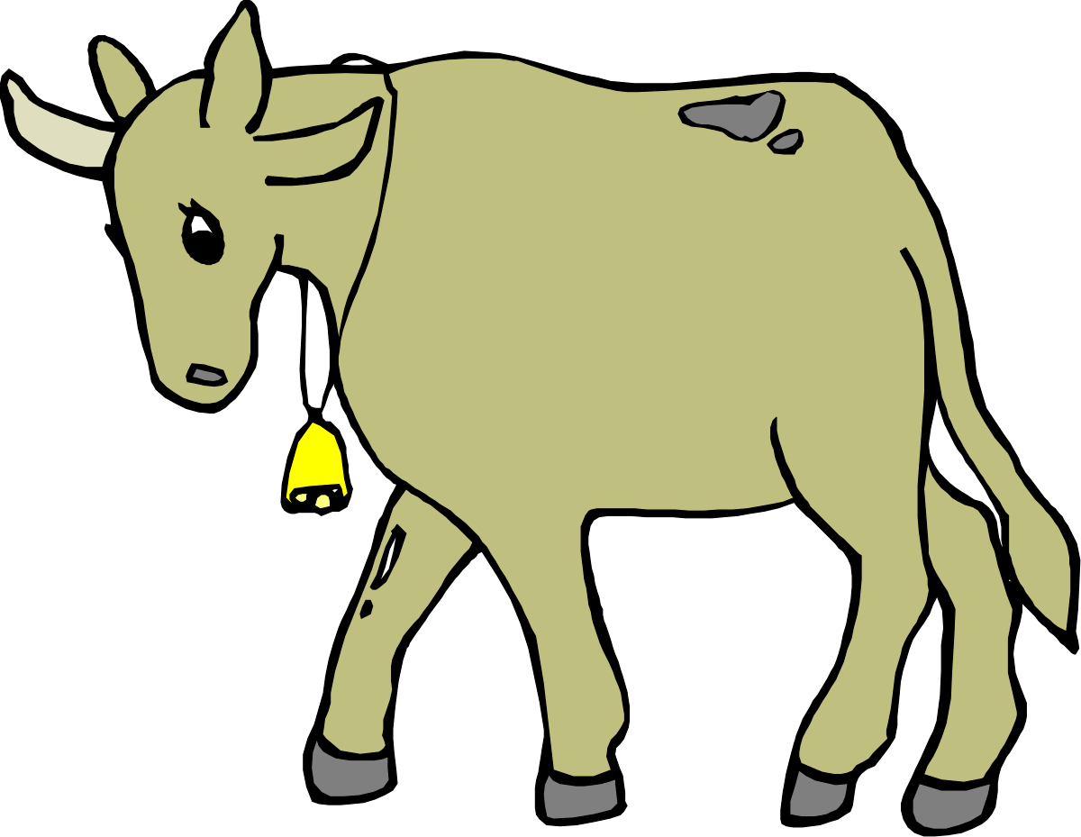 a brown cow with a bell on its neck clip art png transparent Brown Cow with Bell Clipart - Rustic Farm Animal Illustration
