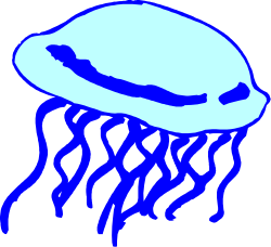 Blue Jellyfish Swimming in the Ocean Clipart