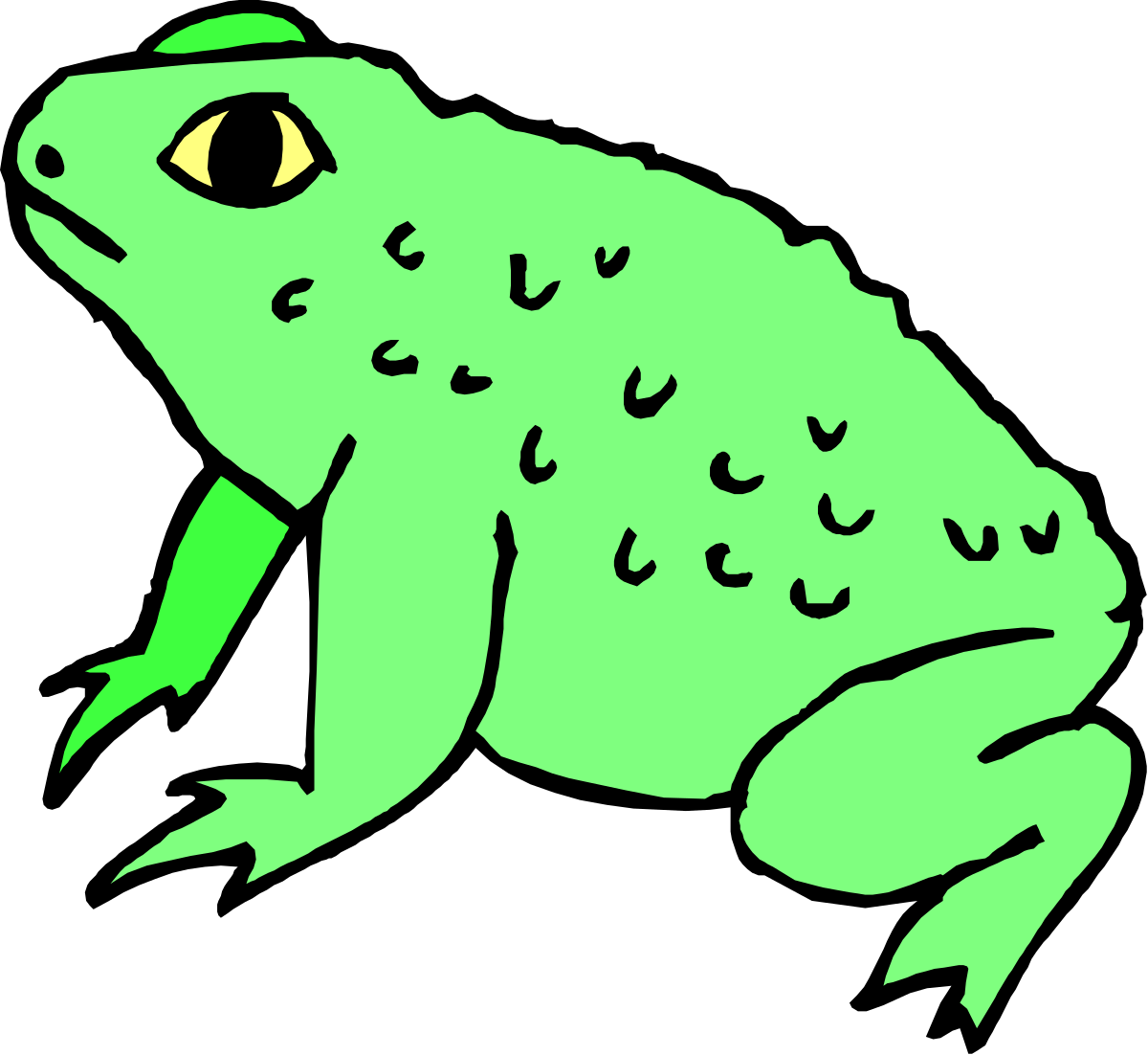 a green frog with a black background clip art png transparent Green Frog Clipart on Black Background - Vibrant and Playful