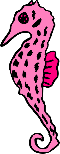 Pink Seahorse Clipart on Black Background  Unique Marine Life Illustration