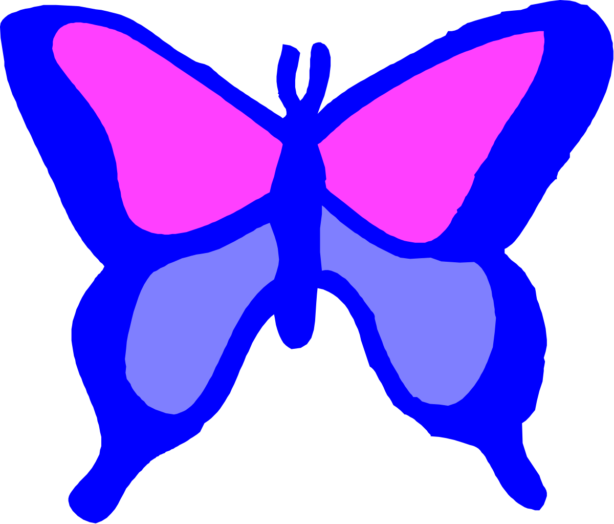 Blue and Pink Butterfly Clipart - Beautiful Insect Illustrations for Creative Projects