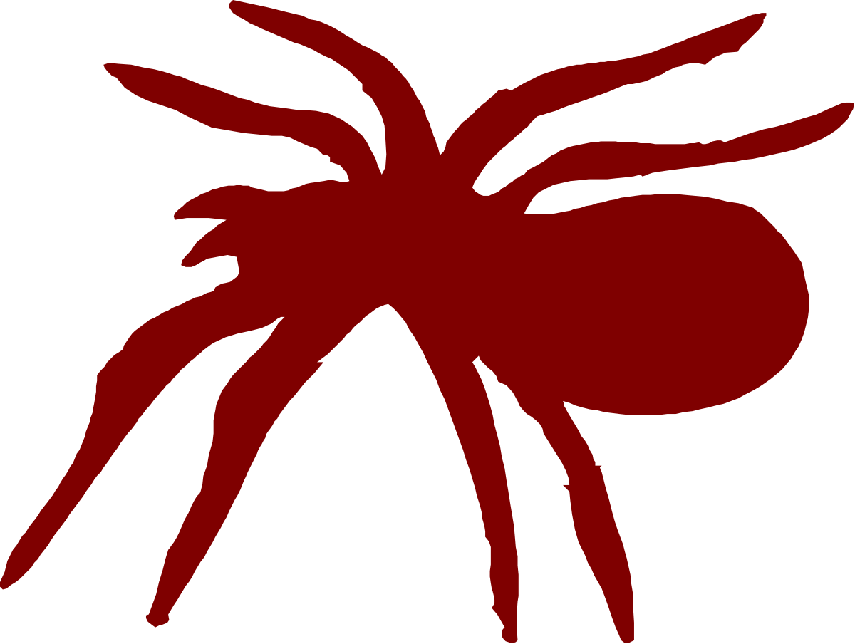 Red Spider Silhouette Against Black Background - Striking Clipart