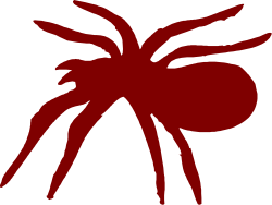 Red Spider Silhouette Against Black Background - Striking Clipart