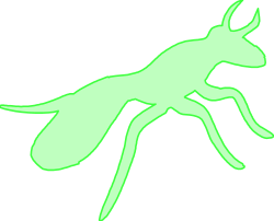 Silhouetted Green Insect on Black Background Clipart