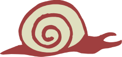 Red and White Snail Clipart on Black Background