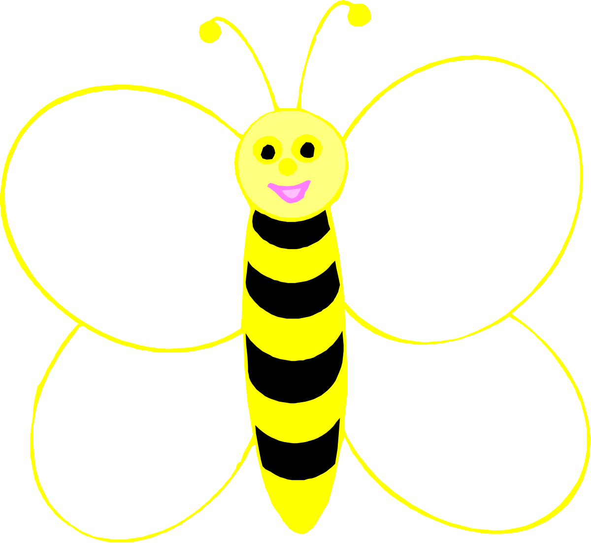 a yellow and black butterfly with a white outline clip art png transparent Yellow and Black Butterfly Clipart with White Outline