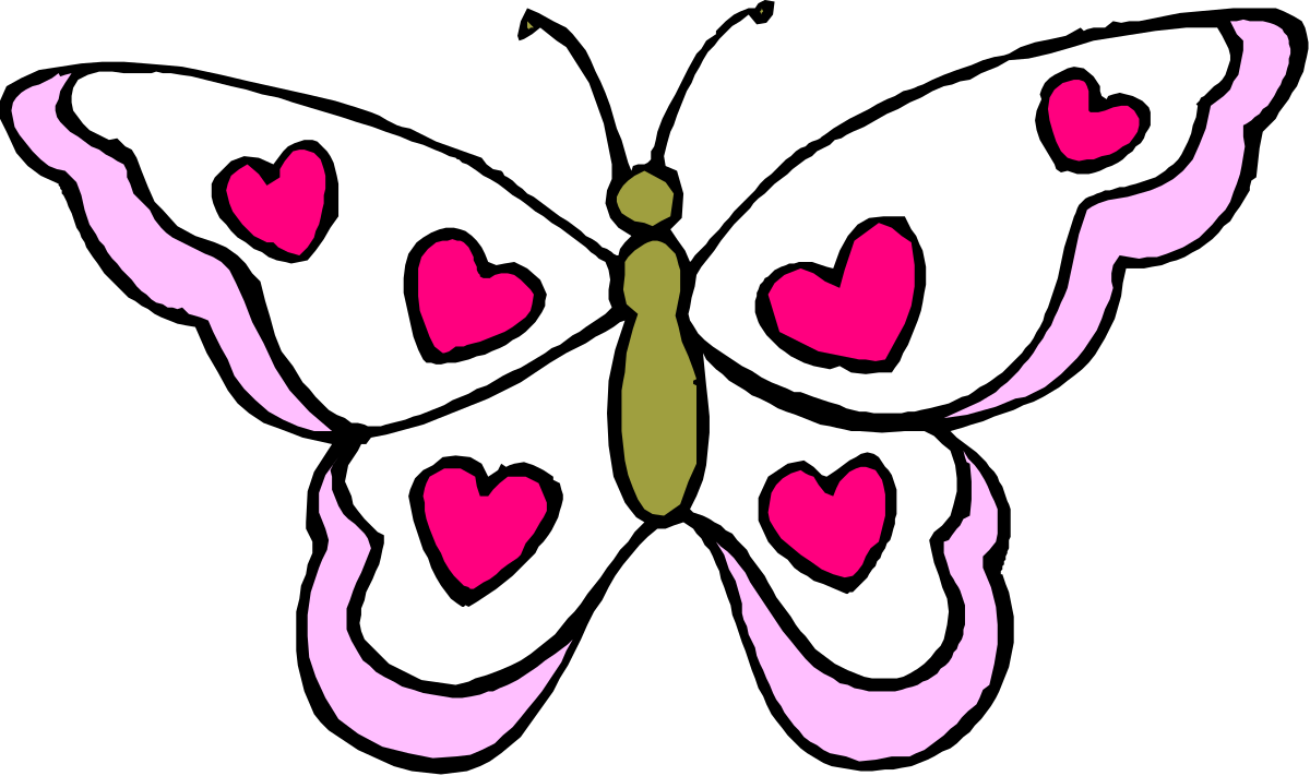 a pink butterfly with hearts on its wings clip art png transparent Pink Butterfly with Heart Wings - Charming Clipart Design