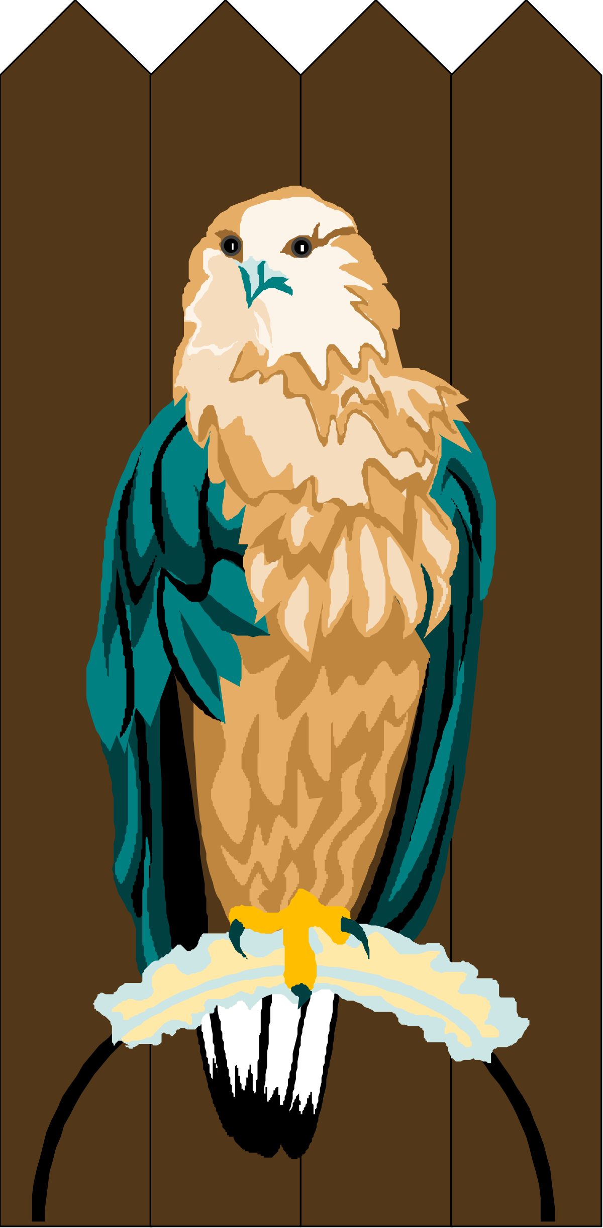 Vibrant Bird with Green Cape and Yellow Beak Clipart