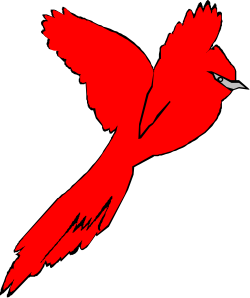 Red Bird Flying in the Air Clipart - Vivid Nature Illustration