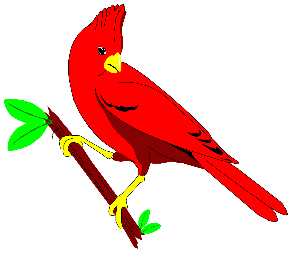 a red bird sitting on a branch clip art png transparent Red Bird on a Branch Clipart - Vibrant Nature Illustration