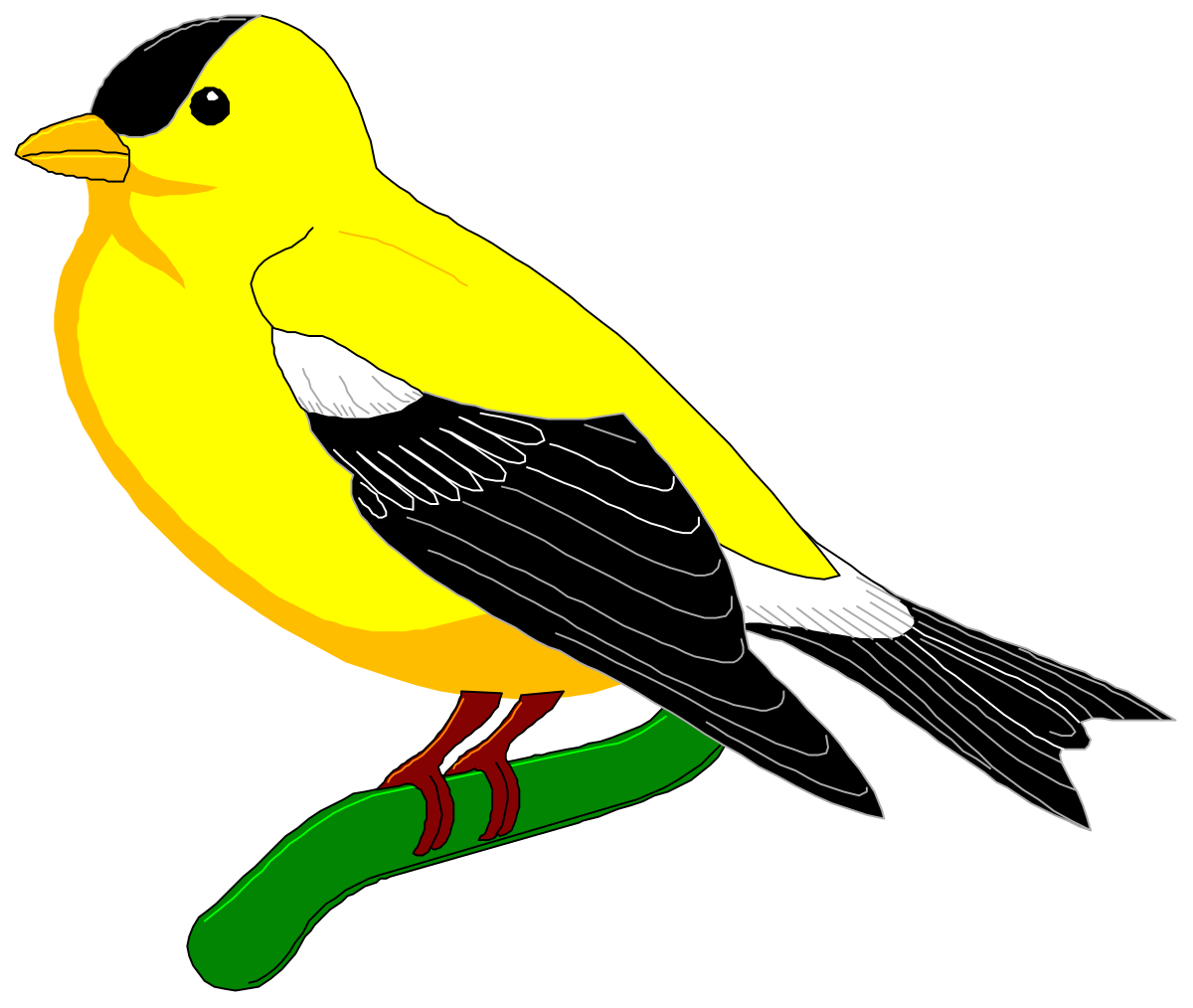 a yellow bird sitting on a branch clip art png transparent Yellow Bird Sitting on a Branch - Vibrant Nature Clipart