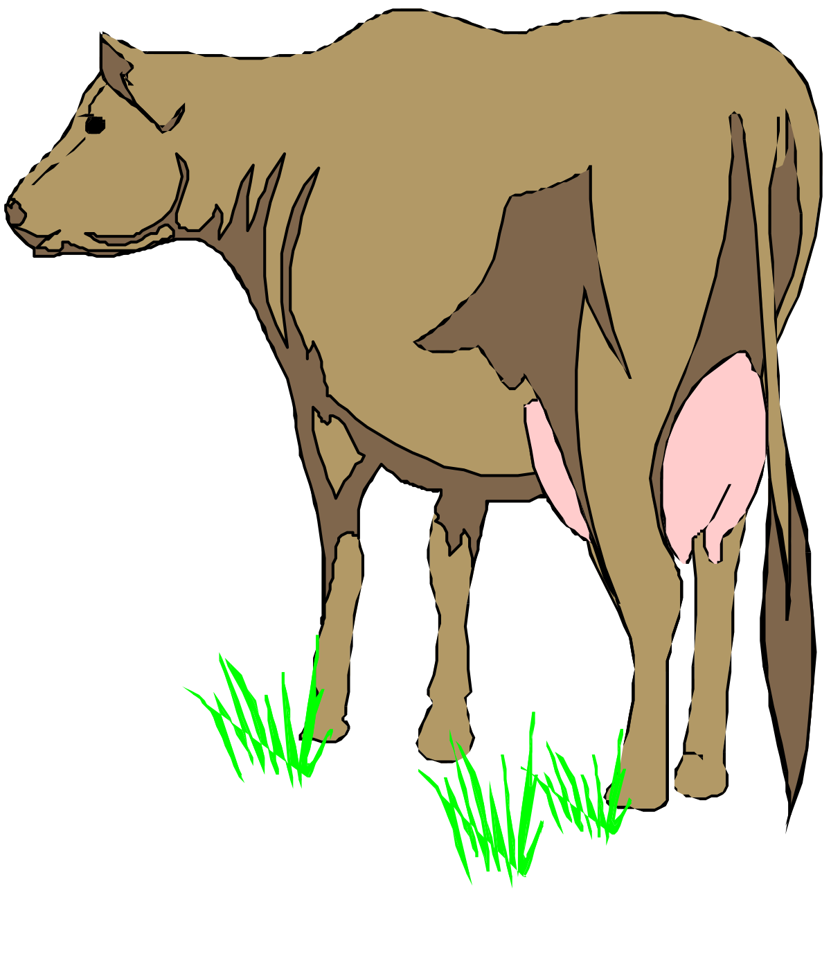 a cow standing in the grass with its head down clip art png transparent Cow in Grass Clipart - Realistic Farm Animal Illustration