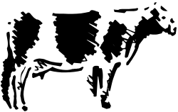 Silhouette of a Cow on Black Background - Perfect for Clipart Designs