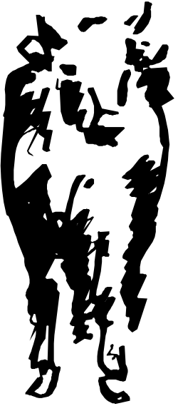 Black and White Silhouette of a Bearded Man Clipart