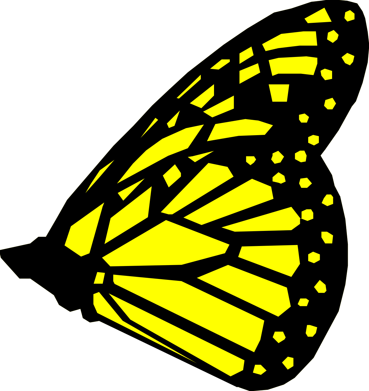 Yellow Butterfly with Black and White Stripes Clipart - Vibrant Nature Illustration