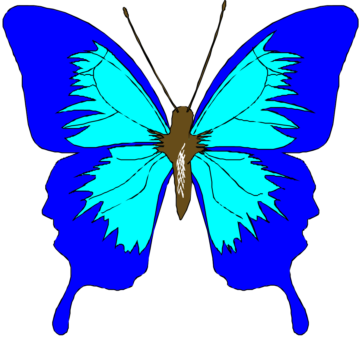 Blue Butterfly Clipart on Black Background