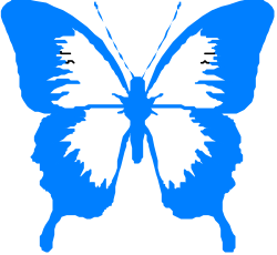 Blue Butterfly Silhouette on Black Background - Stunning Clipart Design