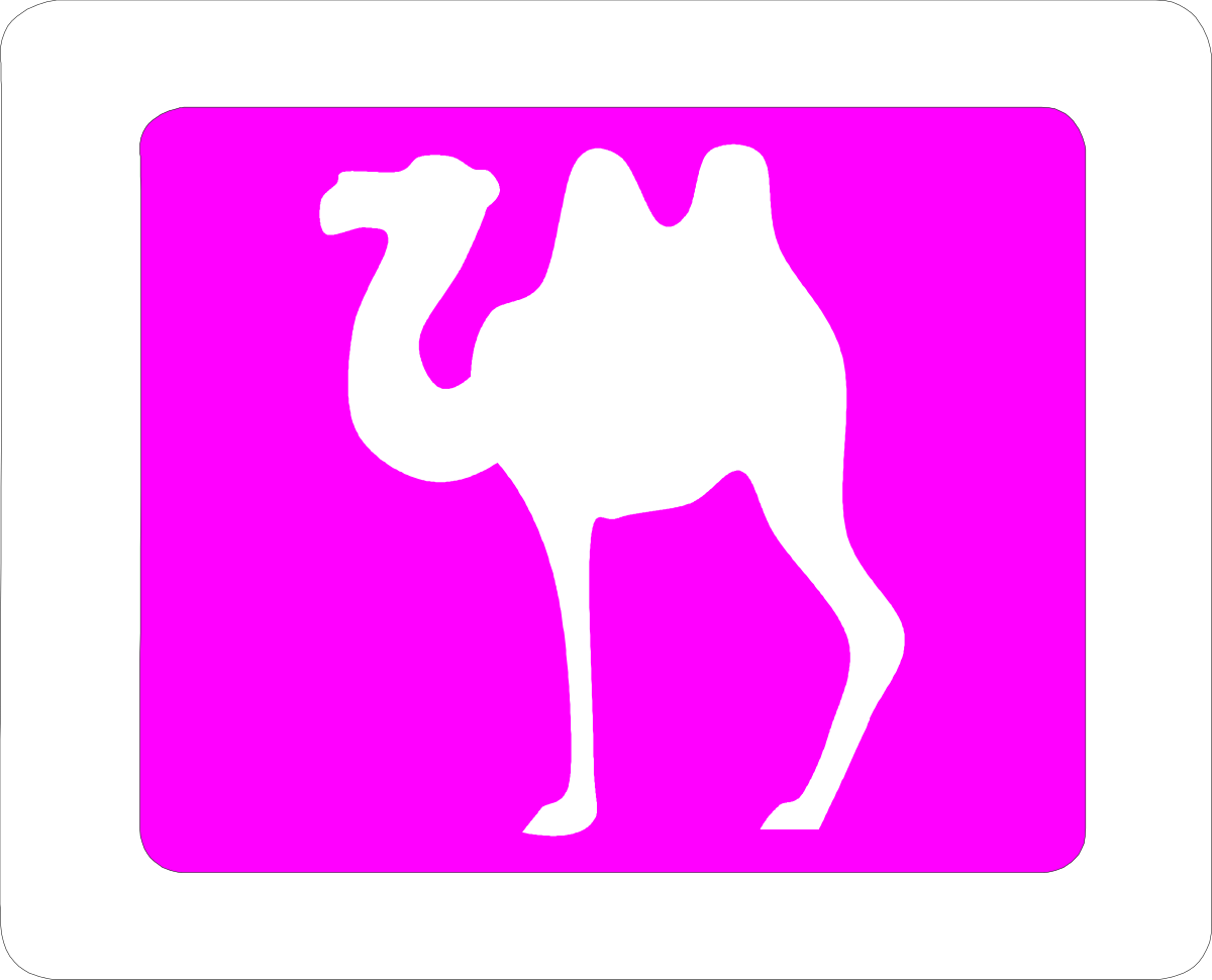 Camel Clipart: Eye-Catching Pink and White Sign Design