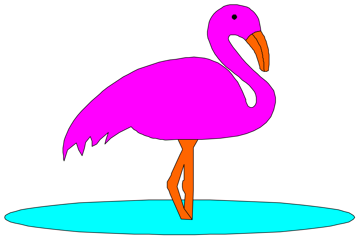 a pink flaming standing on a blue surface clip art png transparent Pink Flamingo on Blue Surface Clipart Illustration