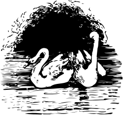 Black and White Clipart of a Woman with Her Head in Water