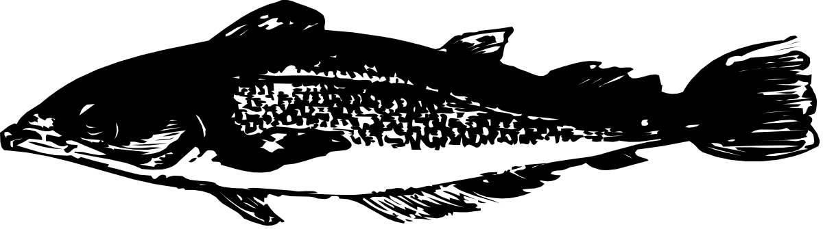 a black and white image of a fish clip art png transparent Black and White Fish Clipart - Elegant Minimalist Design
