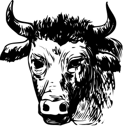 Cow Head Clipart: Black and White Illustrated Design