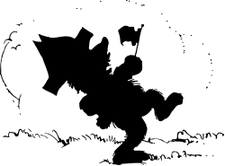 Black and White Clipart of a Man in the Dark