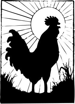 Rooster Silhouette Against Sunrise - Elegant Clipart Design