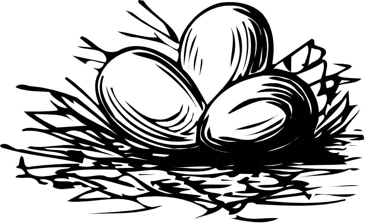 Nest Clipart: Elegant Black and White Illustration for Your Projects