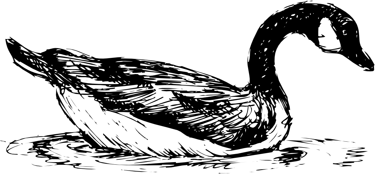Black and White Duck Clipart - Elegant Silhouette Illustration