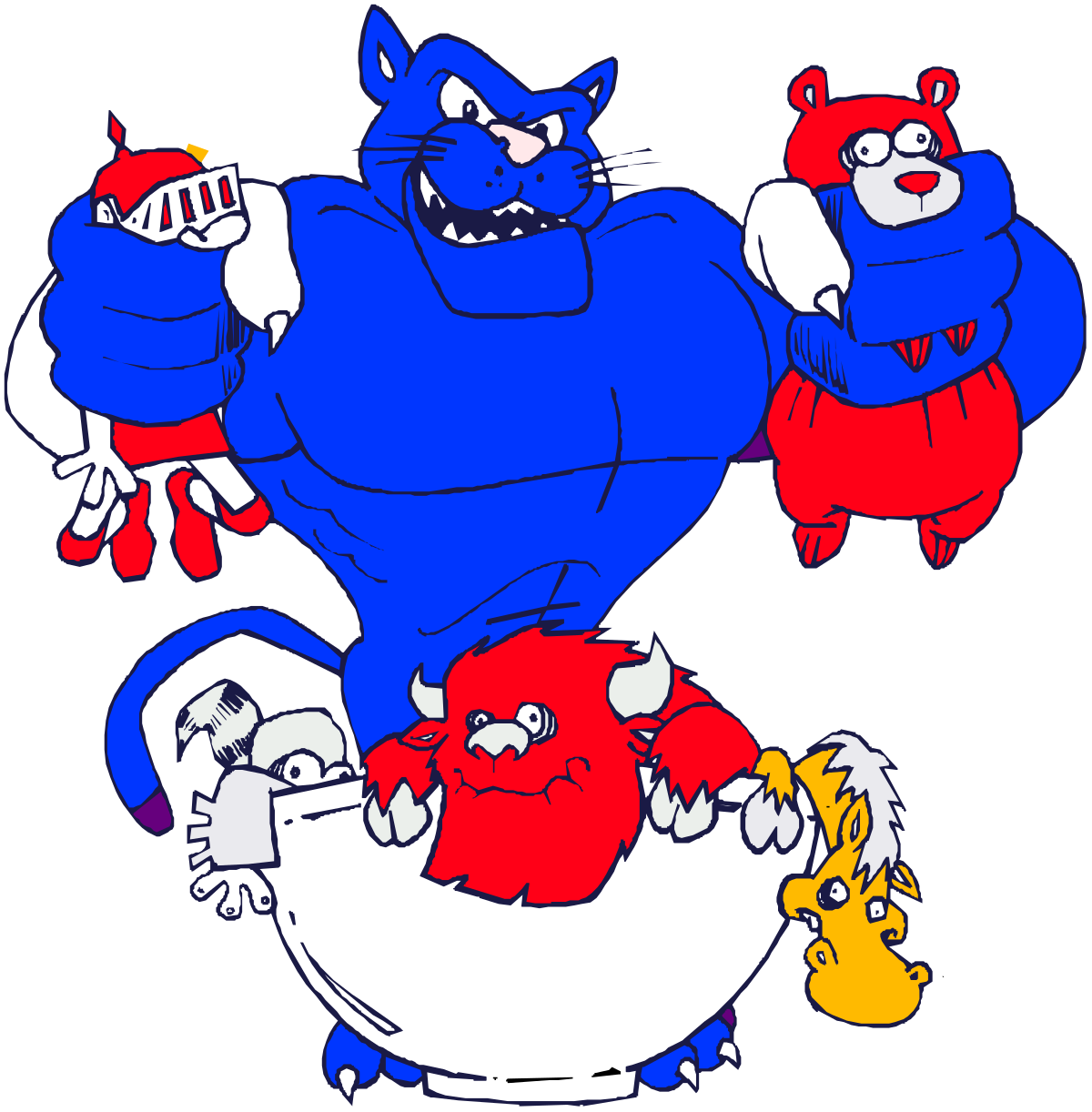 Colorful Cartoon Characters Group Clipart for Fun Projects