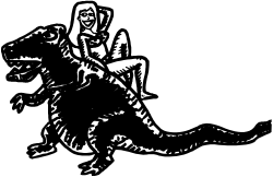 Black and White Clipart of a Man Riding a Horse
