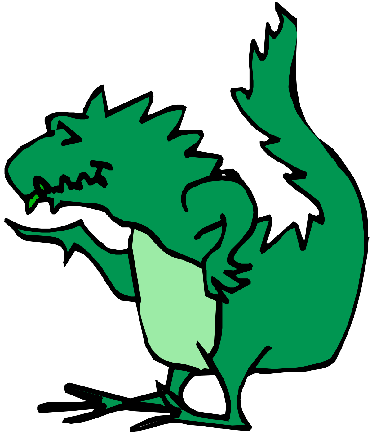 Green Dragon with White Tail - Vibrant Clipart for Creative Projects