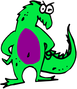 Dinosaur Clipart: Green and Purple Friendly Dino with Circle