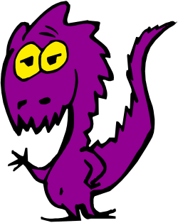 Purple and Yellow Lion Clipart with Striking Yellow Eyes