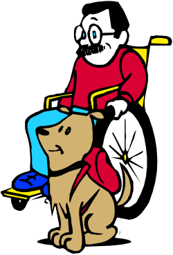 Wheelchair Man and Assistance Dog: Cartoon Clipart Adventure