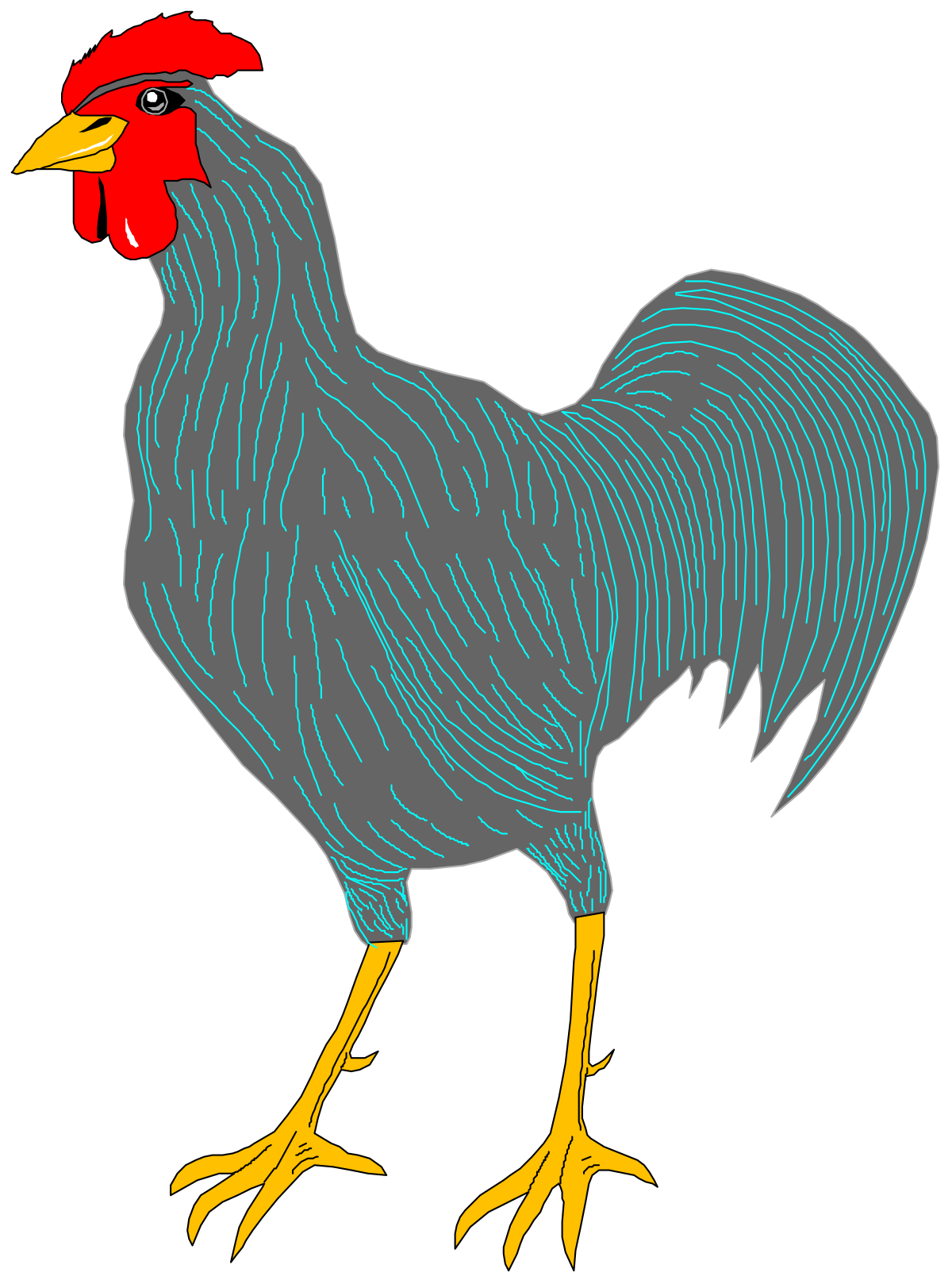 Rooster Clipart with Red Head and Yellow Legs - Vibrant Farmyard Illustration