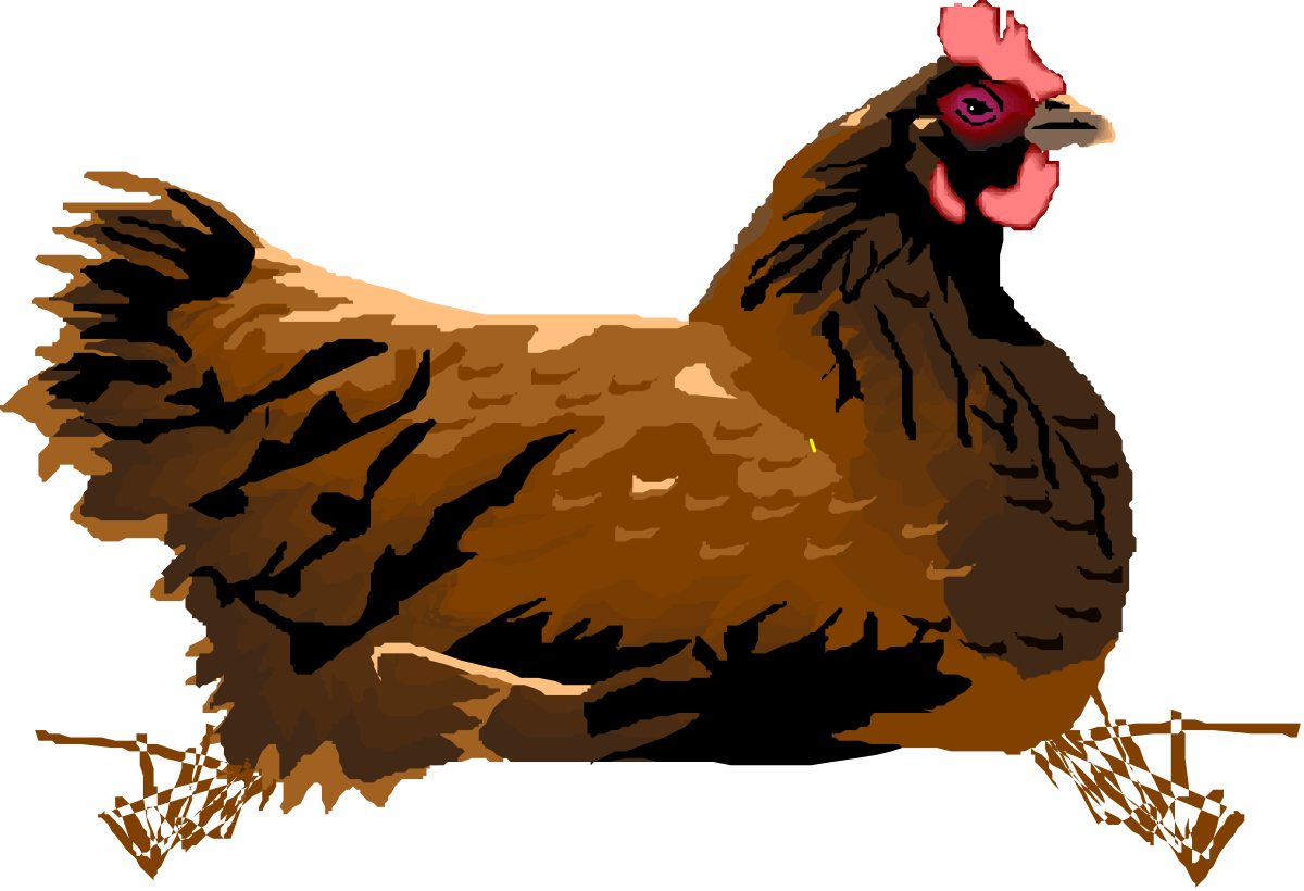 Chicken Clipart with Red Beak on Black Background