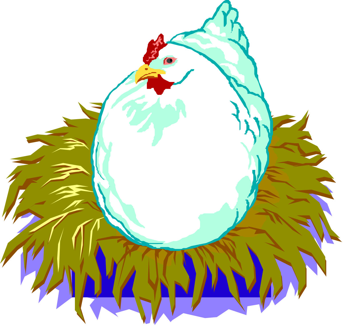 a white chicken sitting on top of a nest clip art png transparent White Chicken on Nest Clipart - Perfect for Farm and Animal Themes