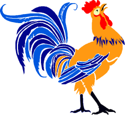 Rooster Clipart: Vibrant Blue-Tailed & Red-Headed Design