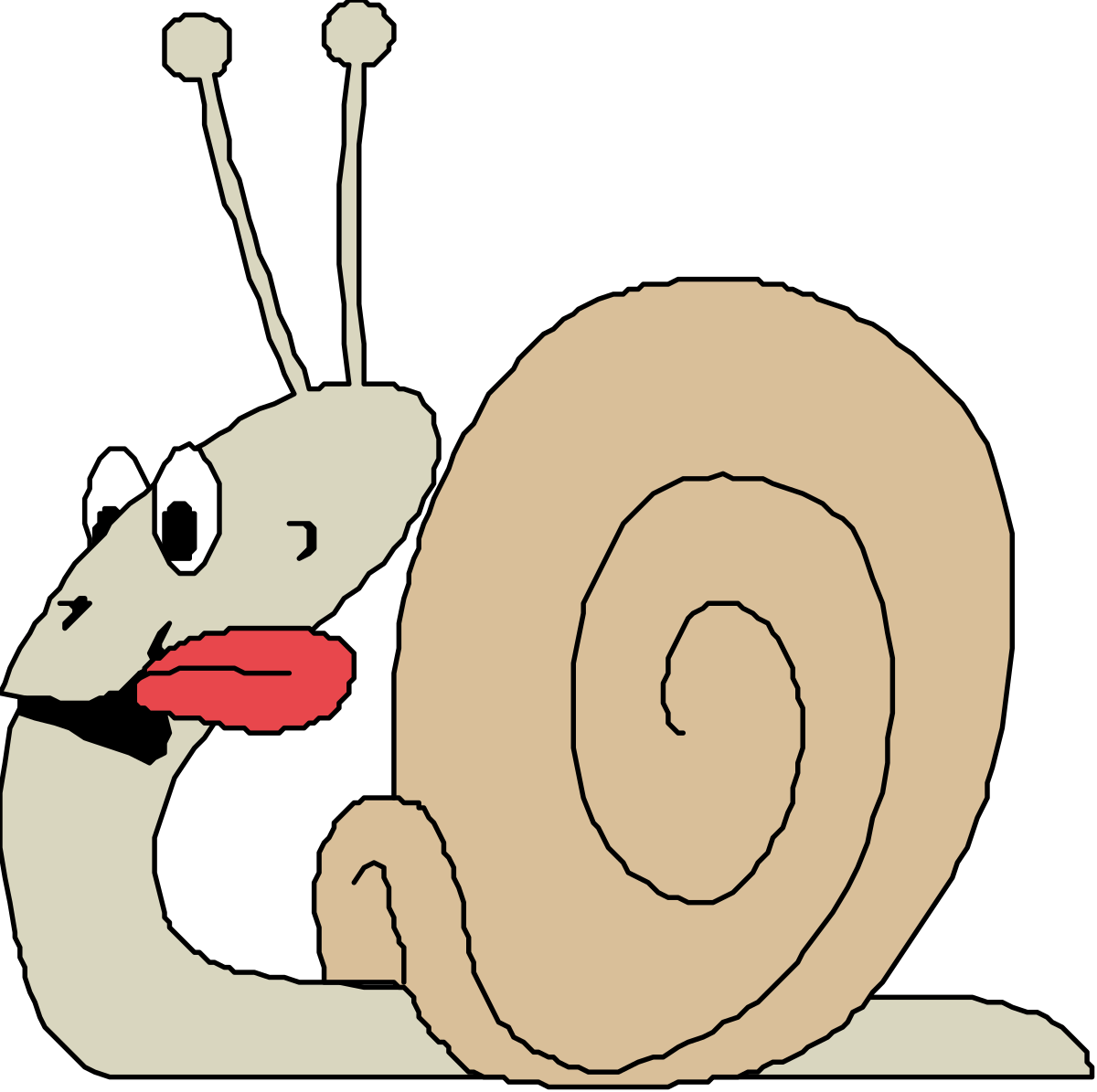 Snail Clipart with Red Nose and Long Tail