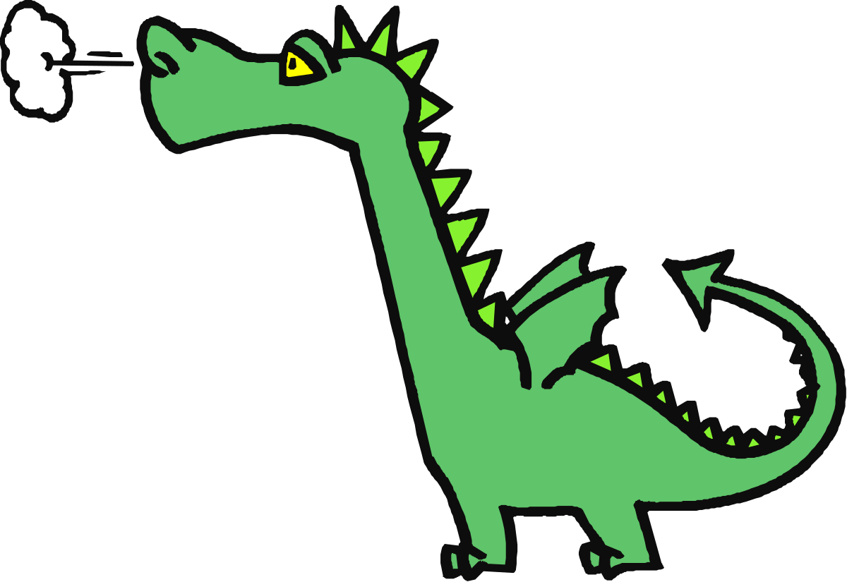 Green Dragon Clipart on Black Background - Enchanting Fantasy Imagery