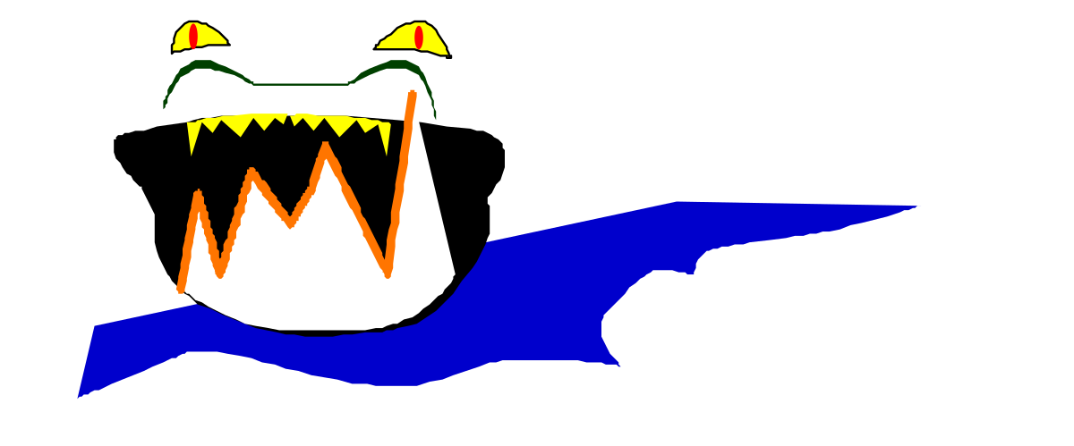 Blue and Orange Bat with Large Mouth Clipart