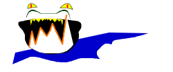 Blue and Orange Bat with Large Mouth Clipart