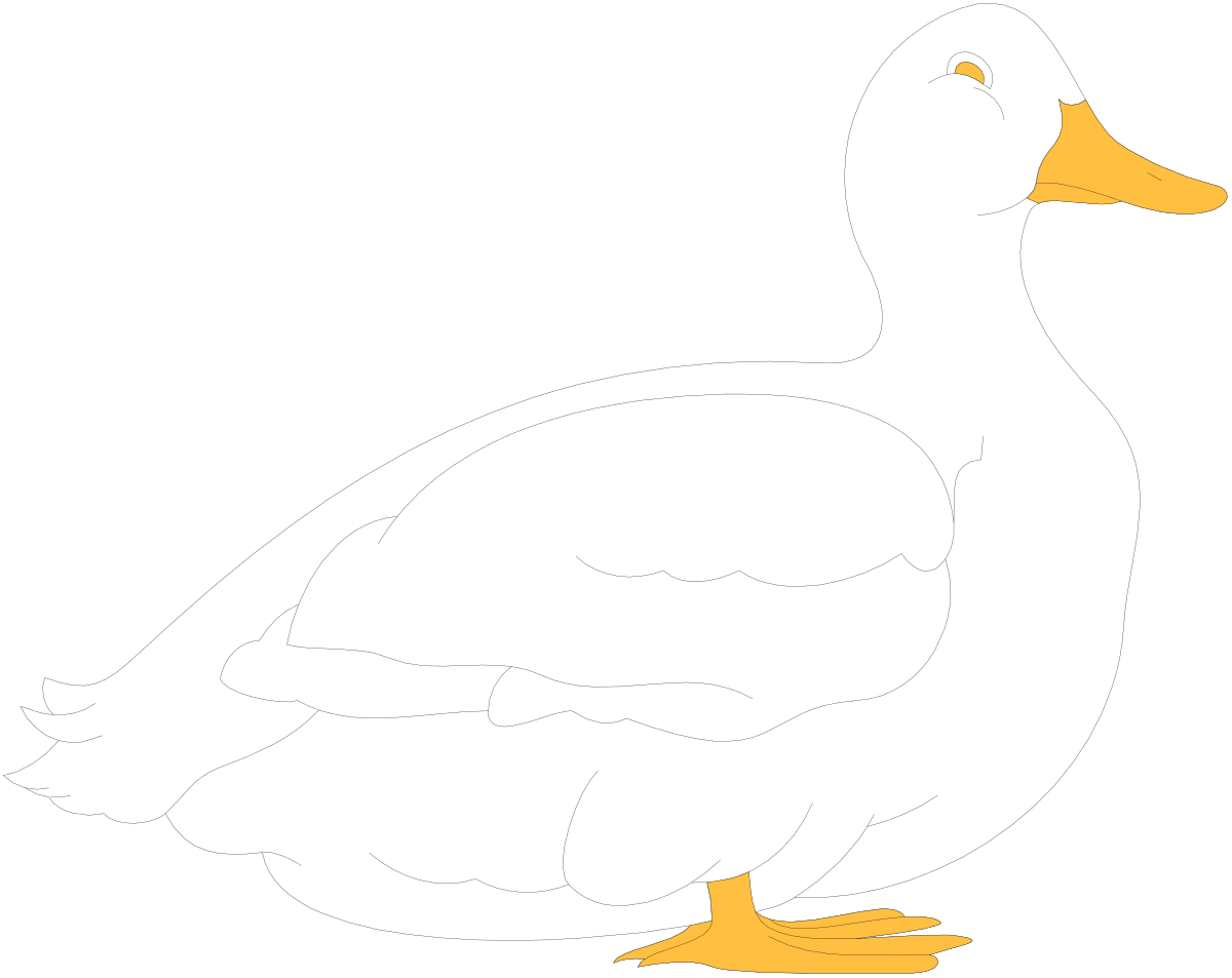 Duck Clipart: Adorable White Body with Yellow Feet