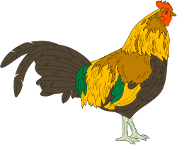 Red-Headed Chicken with Green Feathers Clipart