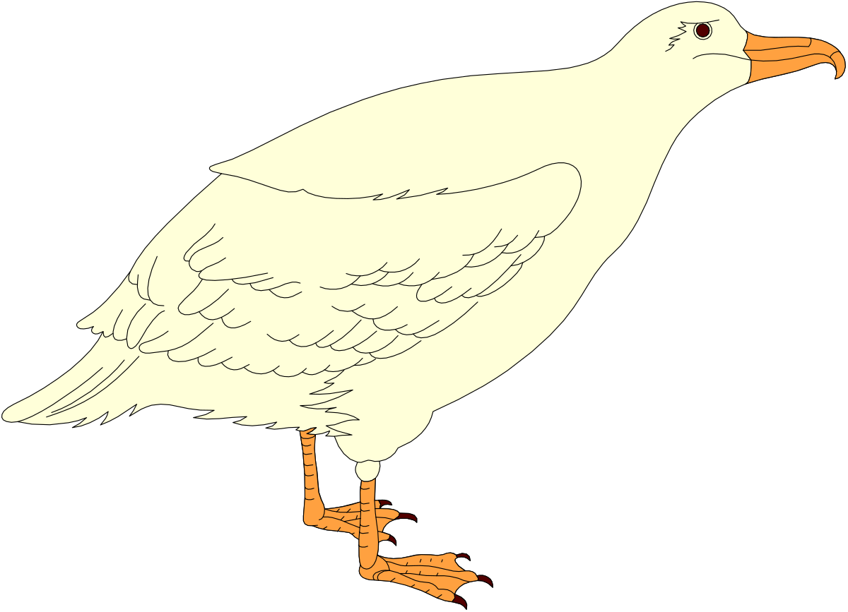 White Bird with Orange Feet on Black Background Clipart