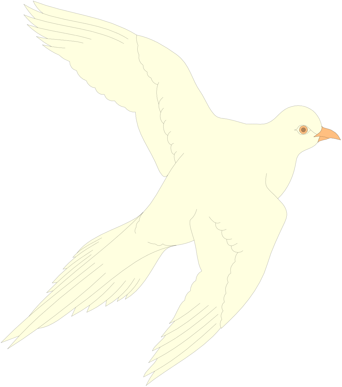 White Dove Flying in the Air - Serene Clipart for Peace Themes