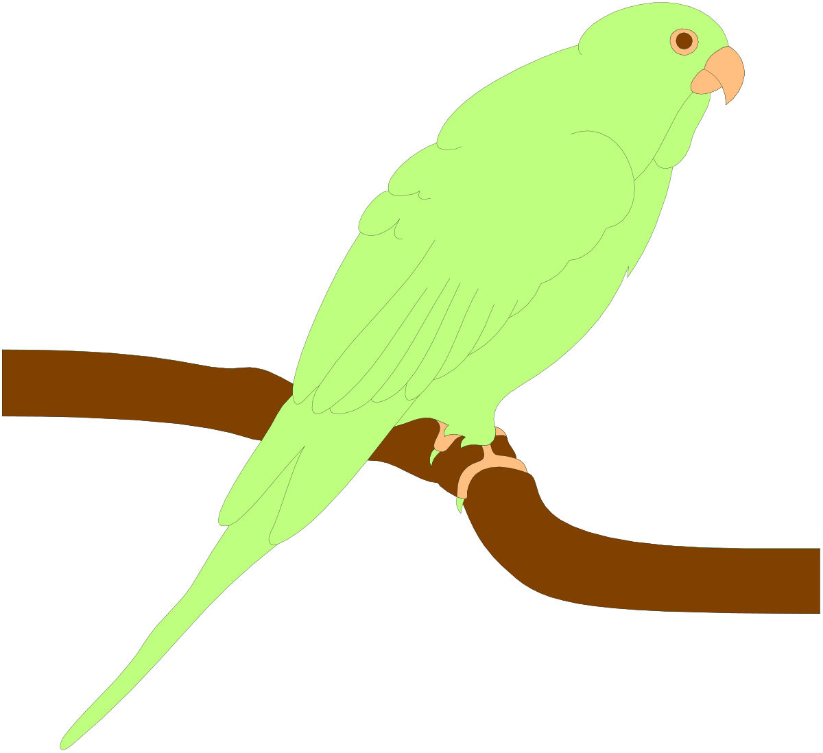Green Parrot Sitting on a Branch - Vibrant Clipart for Your Projects