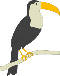 Black and White Bird Sitting on a Branch Clipart